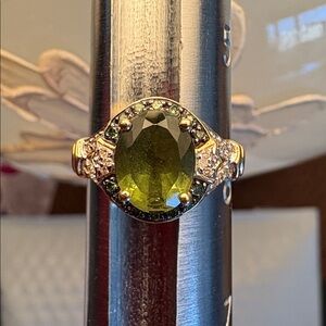 Vintage moldevite in solid gold Ring